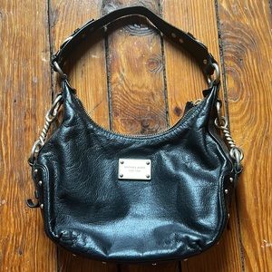 Michael Kors - black leather purse, gold hardware